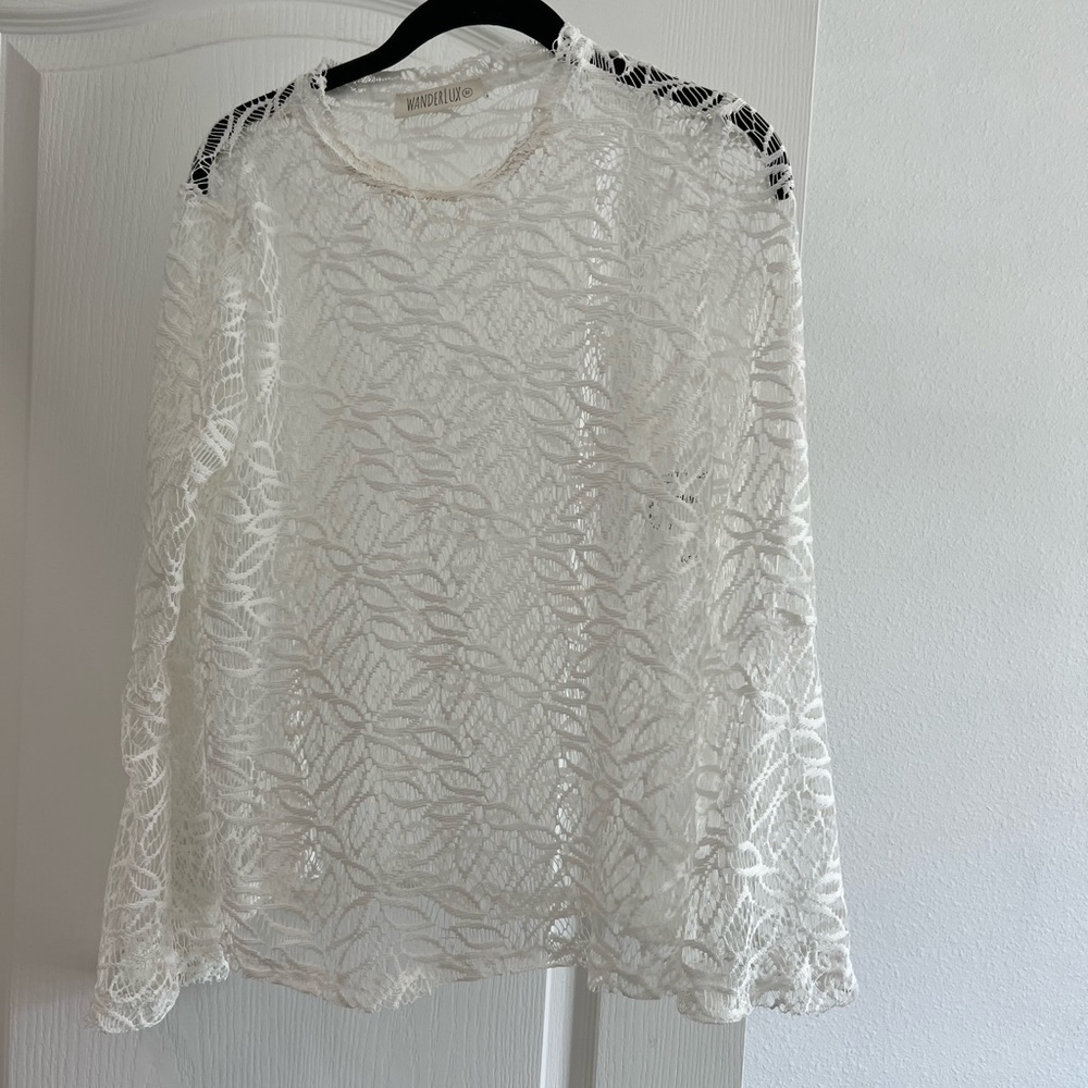 Wanderlux Lace White Long Sleeve SZ M